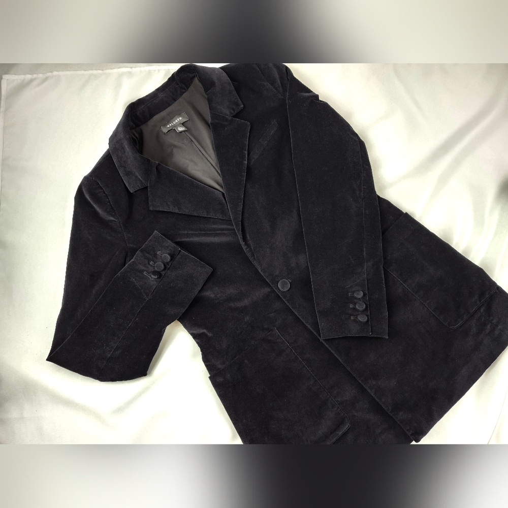 Halogen Womens Single-Breasted One Button Medium Blazer Jacket Black Velvet